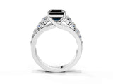 Platinum Fancy Black Asscher Cut Brilliant Diamond Pavé Band with Six-Prong Setting_27