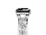 Platinum Fancy Black Asscher Cut Brilliant Diamond Pavé Band with Six-Prong Setting_29