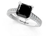 Platinum Fancy Black Asscher Cut Brilliant Split Shank Pave Solitaire Ring with Four-Prong Setting_13