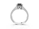Platinum Fancy Black Asscher Cut Brilliant Split Shank Pave Solitaire Ring with Four-Prong Setting_15