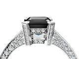Platinum Fancy Black Asscher Cut Brilliant Split Shank Pave Solitaire Ring with Four-Prong Setting_16