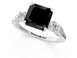 Platinum Fancy Black Asscher Cut Brilliant Three-Stone Pave Band with Four-Prong Setting_19