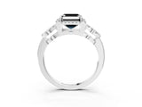 Platinum Fancy Black Asscher Cut Cut Halo Diamond Infinity Band with Four-Prong Setting_15