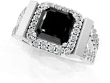 Platinum Fancy Black Asscher Cut Cut Halo Split Shank Prong Set Ring_7