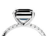Platinum Fancy Black Asscher Cut Diamond Brilliant Solitaire Ring with Pavé Band and Four-Prong Setting_29