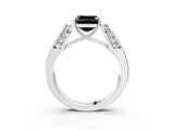 Platinum Fancy Black Asscher Cut Diamond Channel Set Solitaire Ring with Four-Prong Setting_24