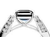 Platinum Fancy Black Asscher Cut Diamond Channel Set Solitaire Ring with Four-Prong Setting_25