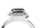 Platinum Fancy Black Asscher Cut Diamond Double Halo Ring with Split Shank and Four-Prong Setting_40