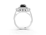 Platinum Fancy Black Asscher Cut Diamond Floral Double Halo Engagement Ring with Prong Setting_15