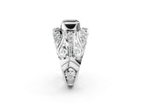 Platinum Fancy Black Asscher Cut Diamond Pave Art Deco Split Shank Ring with Four-Prong Setting_14