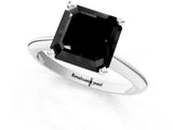 Platinum Fancy Black Asscher Cut Diamond Solitaire Engagement Ring with Classic Band and Four-Prong Setting_13
