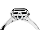 Platinum Fancy Black Asscher Cut Diamond Solitaire Ring with Flower Prong Setting and Classic Band_16