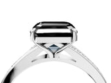 Platinum Fancy Black Asscher Cut Diamond Solitaire Ring with Pavé Band and Prong Setting_16