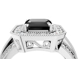 Platinum Fancy Black Asscher Cut Halo Diamond Engagement Ring with Pave Split Shank and Four-Prong Setting_40