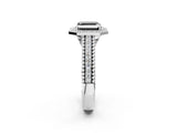 Platinum Fancy Black Asscher Cut Halo Diamond Ring with Beaded Split Shank and Four-Prong Setting_8