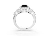 Platinum Fancy Black Asscher Cut Halo Diamond Split Shank Engagement Ring with Four-Prong Setting_9