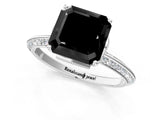 Platinum Fancy Black Asscher Cut Solitaire Split Shank Pave Diamond Engagement Ring with Four-Prong Setting_7
