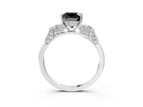 Platinum Fancy Black Cushion Cut Brilliant Three-Stone Pave Band with Four-Prong Setting_9