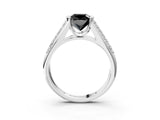 Platinum Fancy Black Cushion Cut Cut Diamond Channel Set Pave Band with Tension Prong Setting_9