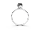 Platinum Fancy Black Cushion Cut Diamond Brilliant Solitaire Ring with Pavé Band and Four-Prong Setting_39