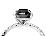 Platinum Fancy Black Cushion Cut Diamond Brilliant Solitaire Ring with Pavé Band and Four-Prong Setting_40
