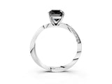Platinum Fancy Black Cushion Cut Diamond Engagement Ring with Side Stone Accents and Four-Prong Setting_27