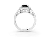 Platinum Fancy Black Cushion Cut Diamond Halo Ring with Split Shank and Bezel Accents and Prong Setting_15