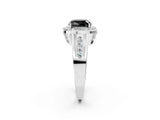 Platinum Fancy Black Cushion Cut Diamond Halo Ring with Split Shank and Bezel Accents and Prong Setting_38