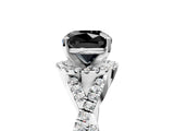 Platinum Fancy Black Cushion Cut Diamond  Halo Twist Band Solitaire Prong Setting Ring_17