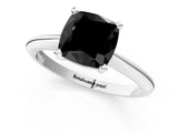 Platinum Fancy Black Cushion Cut Diamond Solitaire Engagement Ring with Classic Band and Four-Prong Setting_13