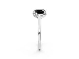 Platinum Fancy Black Cushion Cut Diamond Solitaire Ring with Flower Prong Setting and Classic Band_14