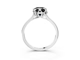 Platinum Fancy Black Cushion Cut Diamond Solitaire Ring with Flower Prong Setting and Classic Band_15