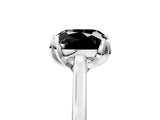 Platinum Fancy Black Cushion Cut Diamond Solitaire Ring with Flower Prong Setting and Classic Band_17