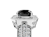 Platinum Fancy Black Cushion Cut Halo Diamond Engagement Ring with Pave Split Shank and Four-Prong Setting_41