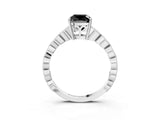 Platinum Fancy Black Cushion Cut Solitaire Diamond Ring with Infinity Twist Band and Four-Prong Setting_63