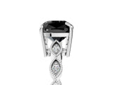 Platinum Fancy Black Cushion Cut Solitaire Diamond Ring with Infinity Twist Band and Four-Prong Setting_65