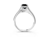 Platinum Fancy Black Cushion Cut Solitaire Diamond Ring with Six-Prong Setting and Classic Band_18