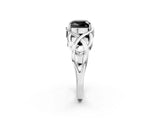 Platinum Fancy Black Cushion Cut Solitaire Intertwined Band Prong Setting Ring_14