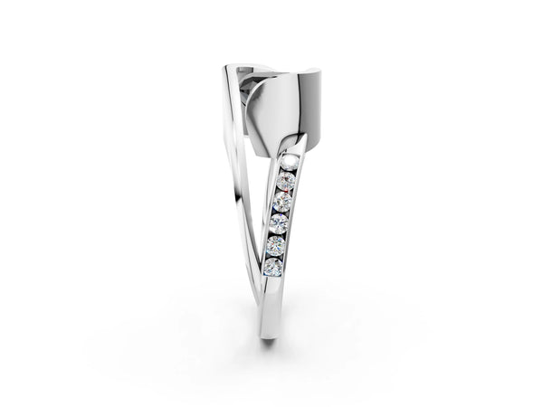 Platinum Fancy Black Cushion Cut Solitaire Tension-Set Diamond Split Shank Ring