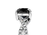 Platinum Fancy Black Cushion Cut Solitaire Twist Pave Diamond Engagement Ring with Prong Setting_90