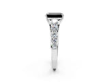 Platinum Fancy Black Emerald Cut Brilliant Diamond Pavé Band with Six-Prong Setting_21