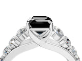 Platinum Fancy Black Emerald Cut Brilliant Diamond Pavé Band with Six-Prong Setting_23