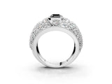 Platinum Fancy Black Emerald Cut Brilliant Halo Pave Diamond Milgrain Ring_9