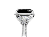 Platinum Fancy Black Emerald Cut Brilliant Three-Stone Diamond Ring with Pavé Band and Four-Prong Setting_41