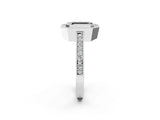 Platinum Fancy Black Emerald Cut-Cut Diamond Halo Engagement Ring with Pave Band and Prong Setting_14