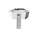 Platinum Fancy Black Emerald Cut-Cut Diamond Halo Engagement Ring with Pave Band and Prong Setting_17