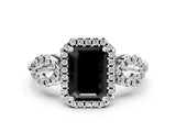 Platinum Fancy Black Emerald Cut Cut Halo Diamond Infinity Band with Four-Prong Setting_12