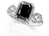 Platinum Fancy Black Emerald Cut Cut Halo Diamond Infinity Band with Four-Prong Setting_13