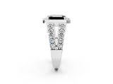 Platinum Fancy Black Emerald Cut Cut Halo Split Shank Prong Set Ring_8