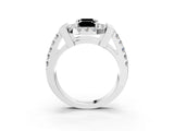 Platinum Fancy Black Emerald Cut Cut Halo Split Shank Prong Set Ring_9